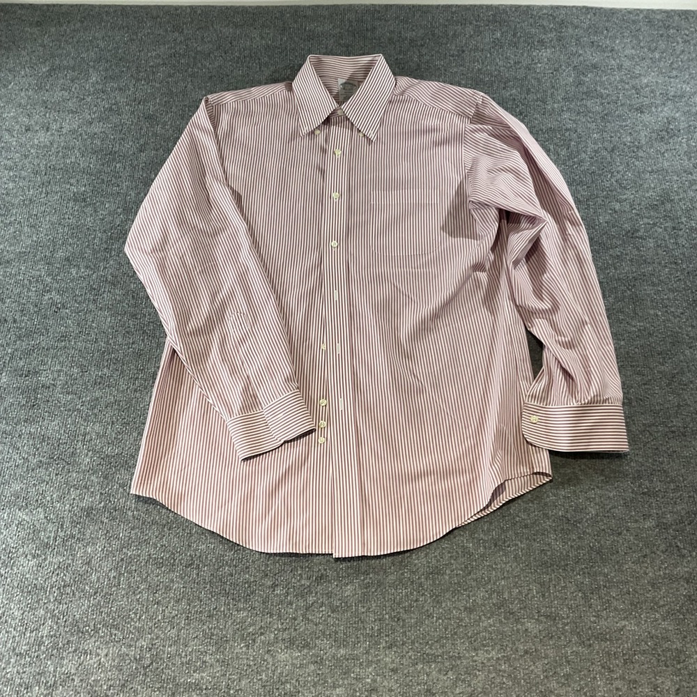 Brooks Brothers Regent Dress Shirt 15.5 34 Red White Stripe Supima Cotton Shirt